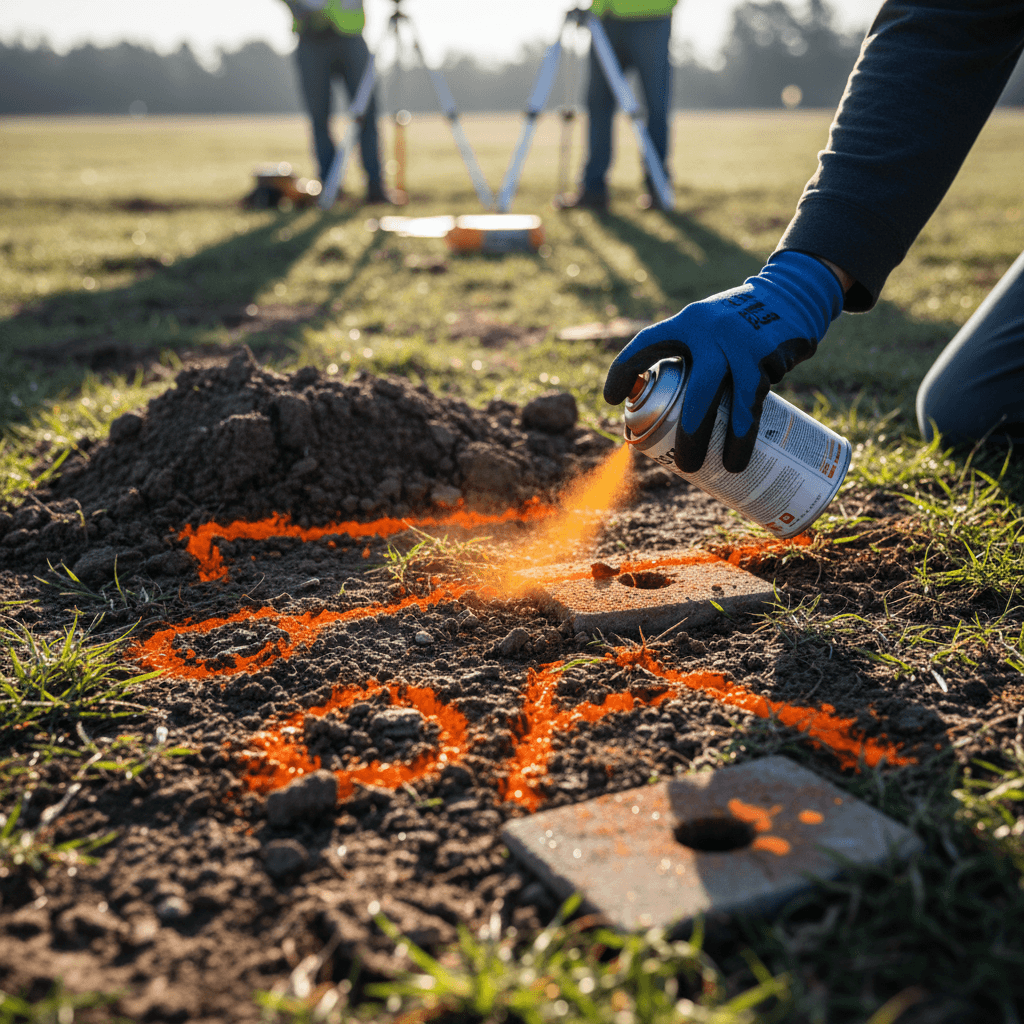 Utility locator marking buried underground lines
