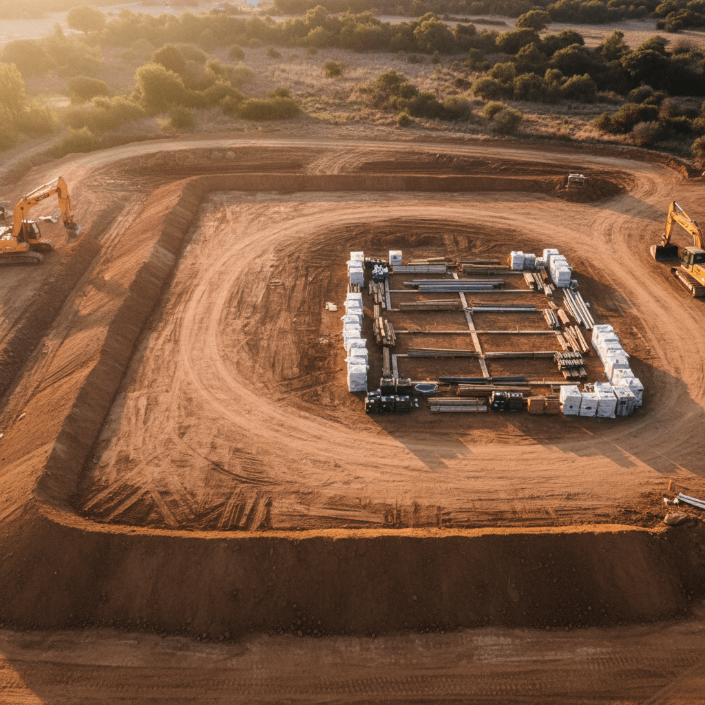 Prepared job site after drilling and excavation work