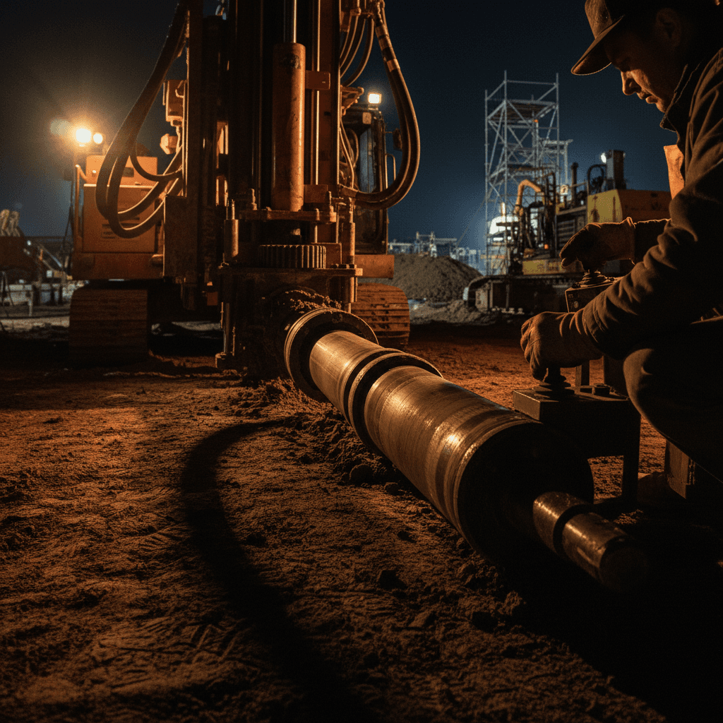 Horizontal directional drilling rig in operation on a construction site